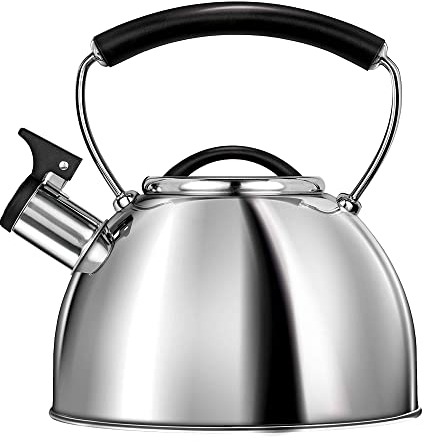 SMILE MCN-11/P - Tetera con Silbato, Hervidor de Agua Retro, Inducción, Vitrocerámica, Todo Tipo de Cocinas, 3 L, Acero Inoxidable, Mango Tacto Frío, Diseño Vintage, Color Inox