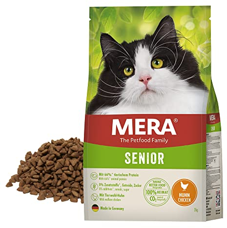 MERA Cats Senior Huhn (2kg), Trockenfutter für sensible Katzen, getreidefrei & nachhaltig, mit hohem Fleischanteil