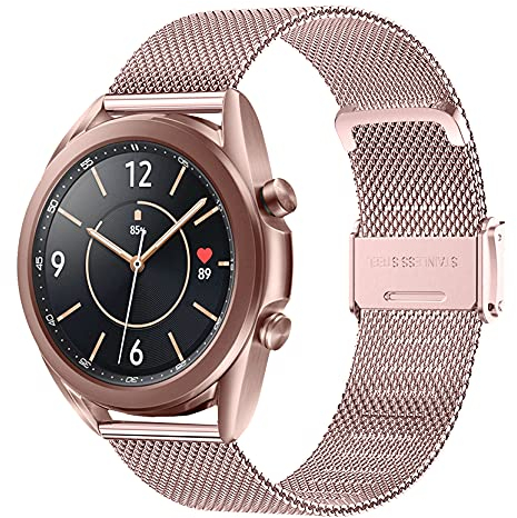 Vecann Cinturino compatibile con Galaxy Watch 3 41 mm, 20 mm, cinturino di ricambio in acciaio inossidabile intrecciato per Galaxy Watch 42 mm, Active 40 mm, Active 2 40 mm, 44 mm, Gear Sport/Gear S2