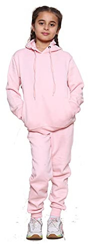 GW CLASSY OUTFIT Survêtements pour enfants, survêtement à capuche avec pantalon de jogging Ensemble de vêtements de sport pour filles et garçons (Survêtement rose bébé, 13-14 ans)