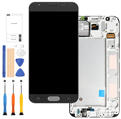 LADYSON Écran de rechange pour Samsung Galaxy J7 Prime 2017 J727 SM-J727A J727R4 J727V J727P LCD Display Touch Digitizer Assemblée Pièces de réparation avec cadre (gris)