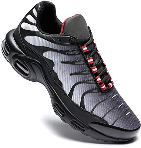Chaussures de course à pied pour homme avec coussin d'air - Style décontracté - Pour la marche, le tennis, la gym, le sport, gris, 40 2/3 EU