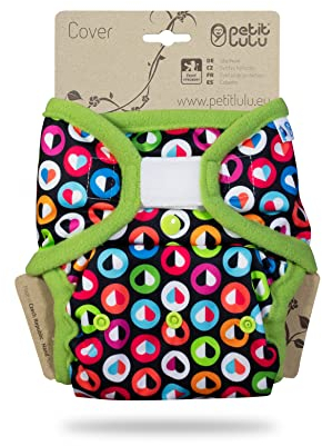 Petit Lulu Größe 2 PUL Überhose (5-16 kg) | Klett | One Size Windelüberhose | Baby Windelhose | Waschbar & Wasserdicht | Stoffwindeln | Hergestellt in EU (Bunte Herzen)