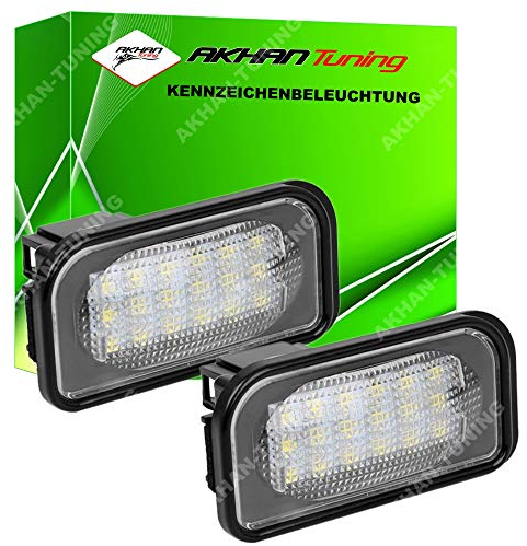 akhan KB60 - Fehlerfrei Kennzeichenbeleuchtung, Nummerschildbeleuchtung Xenon Weiß Plug&Play CanBus Kompatibel mit Merc. W203, CLK A209, W209 C209, SL R230, Chry-sler Crossfire Coupe, Cabrio