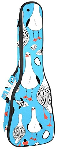 Ukulelentasche Möwen Snd Fischmuster Ukulele Koffer für Sopran, Tenor, Konzert, 58,9 cm dick, weich gepolstert, verstellbare Gurte Gigbag