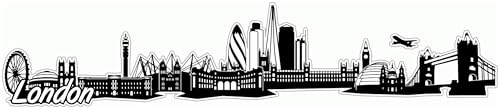 Skyline4u London Skyline Aufkleber Sticker Autoaufkleber City Gedruckt - 15x3,1cm schwarz