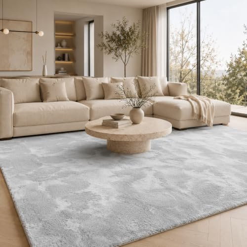 Luxus Fellteppich Pearl Grau – Weicher Kunstfell Hochflor Shaggy Teppich