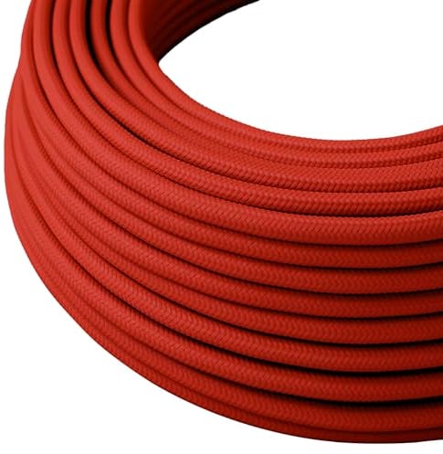 LEDSone 16.4ft Vintage 2 Core Round Peach 18 Gauge Cable Fabric Cloth Covered Electrical Wire, 5m 2 Conductors Lamp cable Modern Cloth Covered Wire for Pendant Light Bulb Industrial DIY Project.