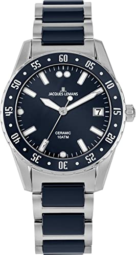 JACQUES LEMANS Herrenuhr Liverpool Massiv Edelstahl/High-Tech-Ceramic massiv Edelstahl 42-10B