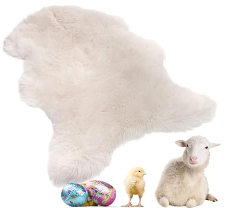 lammfellpark® Weich Schaffell Echt, Premium Lammfell Weiß 90-100cm Schaffell Teppich - Echtes Naturfell Weich Flauschig Wollteppich, öko Schafsfelle Echt Fell Deko - Teppich Fell Größe M