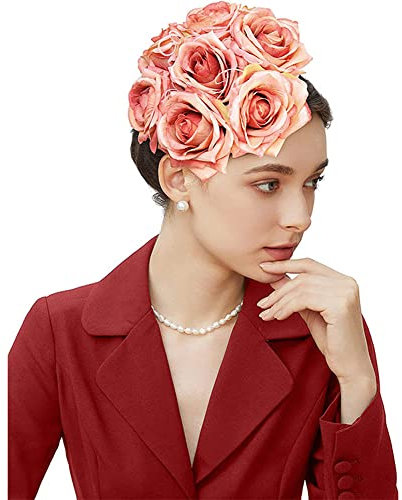 Donna Ragazza Bibi Matrimonio Elegante Piccolo Cappello da Sposa Chic Clip per Capelli di Rose Fascinator Hat Fascia e Clip Accessori per Capelli per Matrimonio Festa Cocktail Cerimonia Halloween