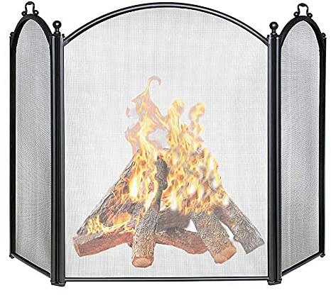 Kaminschutz, Kaminschutz, 3-teiliges Dekor-Design, Vintage-Kamin, Feuerschutz, Umrandung, Spark Mesh, Kinderzimmer-Schutz, 122 × 80 cm Beautiful Scenery