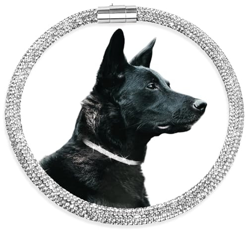 WOOFUU Luxuriöses Diamant-Hundehalsband, magnetischer Verschluss, Volldiamant-Design, perfekt für Hochzeiten und den täglichen Spaziergang – besetzt mit Diamanten, Halsband, Weiß, 50cm