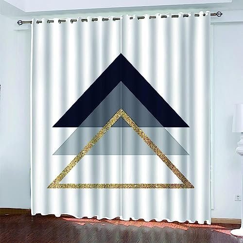 Rideaux Occultant Chambre - Triangle De Géométrie Simple - 3D Impression Numérique Isolant Thermique - - 90% Rideaux Occultant À Oeillets Moderne Ri