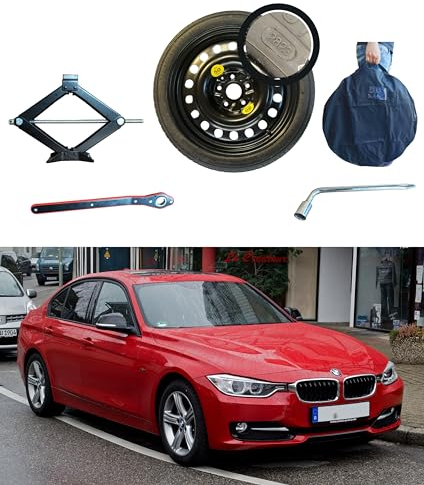 Notrad-satz 17 Zoll kompatibel mit BMW 3er Serie mit Wagenheber, Schlüssel und Tasche F30 (2012-2018)
