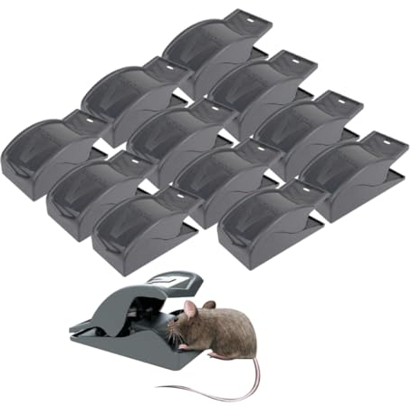 PROTECT HOME Mausefallen Easy Catch, Profi-Schlagfallen zur Mäusebekämpfung für Haus und Garten, 12 Stück