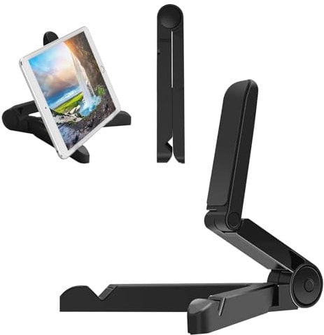 BAOWUABJ Tablet Stands and Holders Adjustable,iPad Stand, Portable Tablet Stand Holder for iPad, Kindle Fire Tablets, Desktop Mobile Phone Stand (Black)