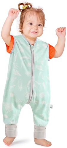 NesriToy Baby Schlafsack mit Füßen Sommer 0.5 Tog Oeko-TEX Schlafsack Kinder 100% Baumwolle (Vögel, 70cm/Baby Höhe 80-90cm)