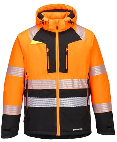 PORTWEST Parka d'hiver DX4 Hi-Vis Class 2 Orange/Noir 2XL - Vêtements de travail
