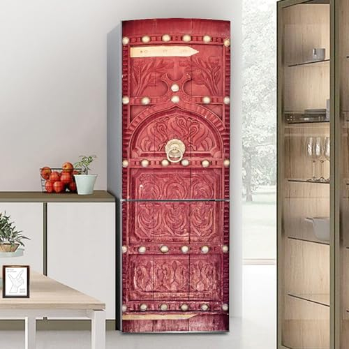 Targawerelax Fridge Sticker Full Covering Door Fridge Covers Skins Wall Stickers for Kitchen Decal, Red Medieval Retro