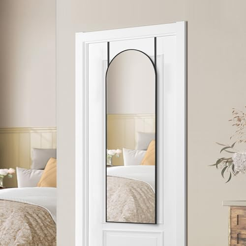 SONGMICS Ganzkörperspiegel, 120 x 40 cm, gewölbter Spiegel, Wand- oder Türmontage, Rahmen aus Aluminiumlegierung, Hartglas, für Schlafzimmer, Wohnzimmer, Garderobe, tintenschwarz LFM033B01