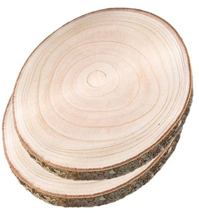 Holzscheibe rund, Naturholz Baumscheiben 2 Stück 14cm bis 40cm bei der dekorativen Gestaltung und für Lebensmittelschalen verwendet,Malen Baumscheibe, DIY Handwerk. (2 Stück Φ26-30cm Dicke 2cm)