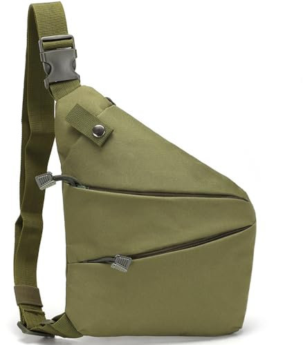 MUCHER Schultertasche Molle Diebstahlsichere Umhängetasche Militärisch Crossbody Tasche Taktisch Brusttasche Chest Sling Bag Klein für Herren Reisen Outdoor Wandern Camping (Linke Schulter-Armeegrün)