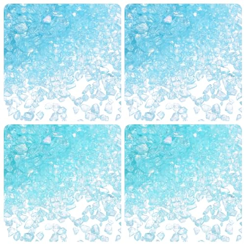 QUARKZMAN 40g de Vidrio Triturado 1-3mm, Galvanoplastia Brillante, Chips de Vidrio Rotos Irregulares para Manualidades, Decoración de Arte de Resinao de Jarrones, Azul, Azul Cielo