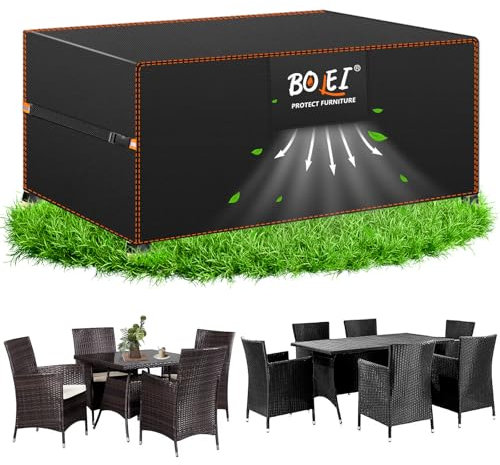 BOLEi Abdeckung Gartenmöbel Winterfest | Abdeckplane mit Belüftungsöffnungen | 420D Oxford-Stoff Schutzhülle Wasserdicht Regenfest Winddicht |Schutzhülle für Rattanmöbel Balkonmöbel 150x90 x75cm
