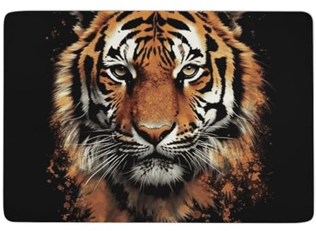 Teppich, Tigerkopf, Kunstwerk-Teppich für Wohnzimmer, Bauernhaus-Teppich, moderner Teppich für Schlafzimmer, Esszimmer, Büro, Küche, waschbar, 152,4 x 101,6 cm