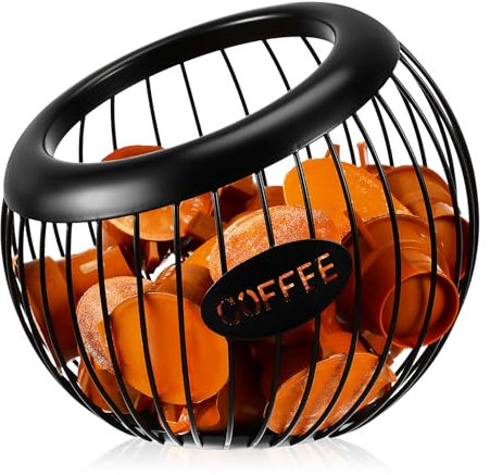 Gadpiparty Kaffeepadhalter Großes Fassungsvermögen Espresso-Padhalter Metall-Kaffeeaufbewahrung Kaffeepad-Organizer Kaffeepad-Korb Kaffeestation Teebeutelhalter (Schwarz)