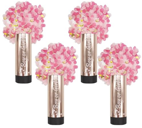 4 Stück Party-Pops, Konfetti-Kanonenkugeln für Babypartys und Gender-Reveal-Partys