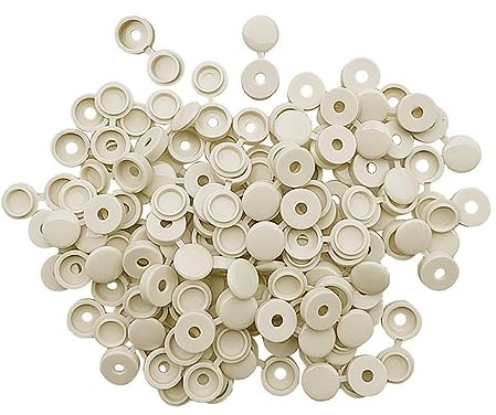 tuwiwol Elegante 100 teilige Scharnier Schrauben Abdeckkappe für die Dekoration von Auto und Wohnmöbeln, Beige, 4.1 mm