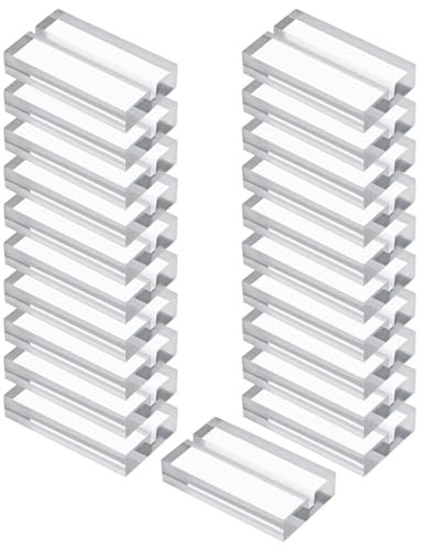 PATIKIL Lugar Tarjeta Soporte, 20uds 2 Pulgadas Acrílico Mesa Letrero Soporte Mesa Número Soportes Nombre Tarjeta Soportes para Foto Menú Exhibición Boda Ceremonia, Transparente