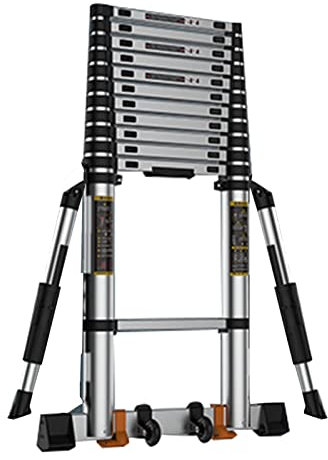 Telescopic Ladder Industrial-Grade Telescoping Ladder with Wheels, Multi-Purpose Super Stable Attic Folding Ladders, 2.7m/ 3.5m/ 4m/ 4.7m/ 5.5m/ 6m Tall