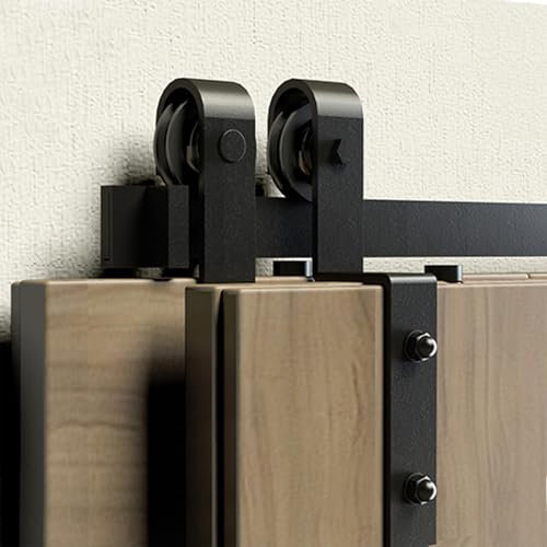 HOCONNIE 11FT/335cm Kit de Herrajes para Puertas Correderas de Granero para el Sistema de Derivación de Puertas Dobles de Granero