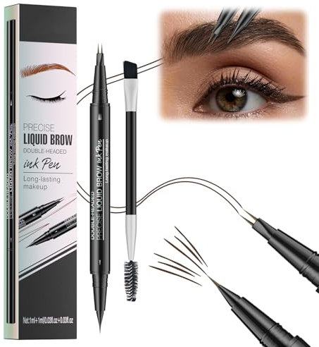 Augenbrauenstift Wasserfest, Augenbrauenstift mit Mikro Gabelspitze und Präziser Pinselspitze, Eyebrow Pencil Wischfest, Mühelos Natürlich Aussehende Brauen (03 Dunkelbraun)