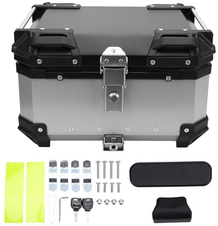 Fabater Motorrad-Topcase, 32 L Aluminiumlegierung Heckbox mit Sicherheitsschloss, Universelle Passform für Helm und Gepäck, Wasserabweisend