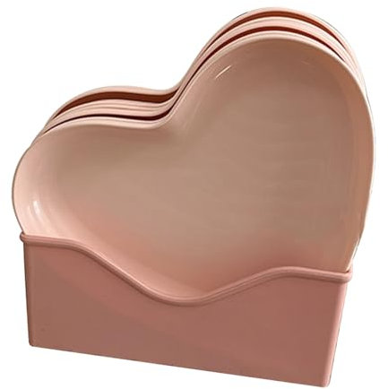 Dioche Platos Lindos, Platos De Plástico En Forma De Corazón Platos En Forma De Corazón Plato De Postre para Varios Pasteles Y Aperitivos (5 platos con soporte)