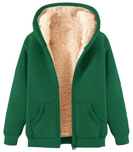 Veste à capuche en polaire doublée Sherpa pour femme Automne Hiver Épais Chaud Confortable Fermeture Éclair intégrale Veste moelleuse Manteaux chauffants décontractés Coupe ajustée Basique Uni