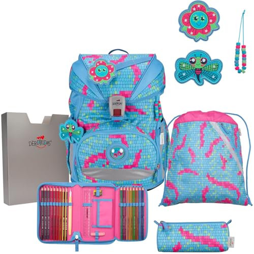 DerDieDas ErgoFlex Superlight Schulranzenset 5-teilig Happy Pixel