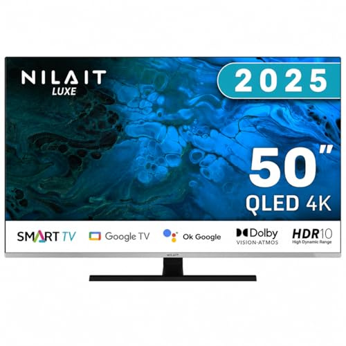 Nilait Luxe 50 Smart TV 4K QLED, UHD Google TV, Dolby Atmos, VRR, Subwoofer Integrado, Filmmaker Mode (50, Pulgadas, Negro)