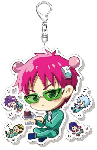 Saikik Schlüsselanhänger Anime Figur Saikik Cosplay Zubehör Schlüsselbund Saikik Acryl Anhänger Keychain (Mehrfarbig-1)