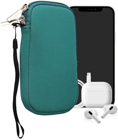 kwmobile Neopren Handytasche für Smartphones S - 4,5 - Handy Tasche mit Reißverschluss - Handyhülle universal Petrol