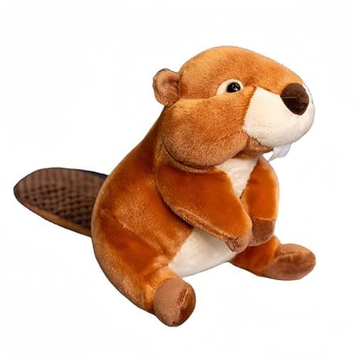 PLUSHIVE Niedliches Biber-Plüschtier mit großen Vorderzähnen, lebensechte Biber-Plüschtierpuppe für Jungen, Mädchen, Kinder, Geburtstag, Valentinstag, Weihnachten