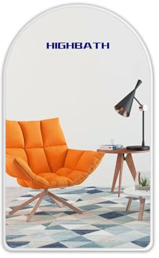HIGHBATH 40 x 60 cm großer gewölbter Spiegel weiß gebürsteter Rahmen Wandspiegel Metallrahmen HD Glas Wandspiegel für Make-up Badezimmer Wohnzimmer