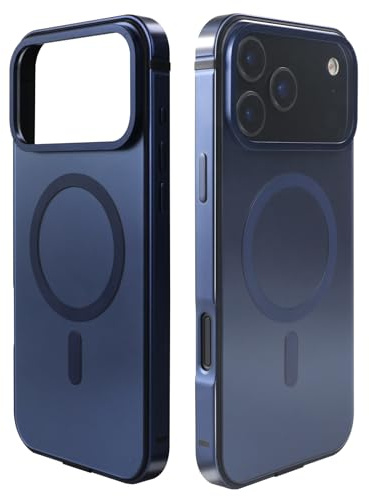 LINPING Magnetische Metallhülle für iPhone 17 Pro, passend for MagSafe-Aluminiumrahmen, schlankes Design, Fallschutz nach Militärstandard (Blau, for iPhone 17Pro Max)