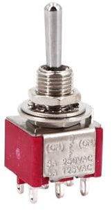5 Stück SH T80-T Standard-Kippschalter mit Griff, 6,35 mm, Einbau, 5 A, 125 V AC(T8012A MOM-OFF-MOM)