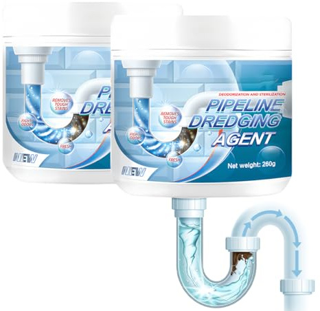 Abflussreiniger Schaum Extra Stark, 2026 Neuest Rohrreiniger, Multifunktionales, Leistungsstarkes Abflussreinigerpulver Gegen Verstopfungen, Drain Cleaner für Küche Badezimmer WC Dusche (260g, 2)