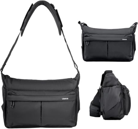 ULANZI U023 Kameratasche 13L Umhängetasche, wasserdichte SLR Schultertasche mit Molle-Panel & Gepolstertem Fach für DSLR/Kamera, 14'' Laptopfach, Stativ, Modulare Fototasche mit 3-Punkt-Tragegurt